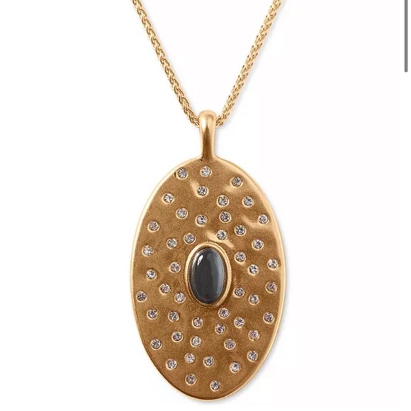 Lucky Brand Jewelry - Lucky Brand Pave Set Stone Disc Pendant Necklace